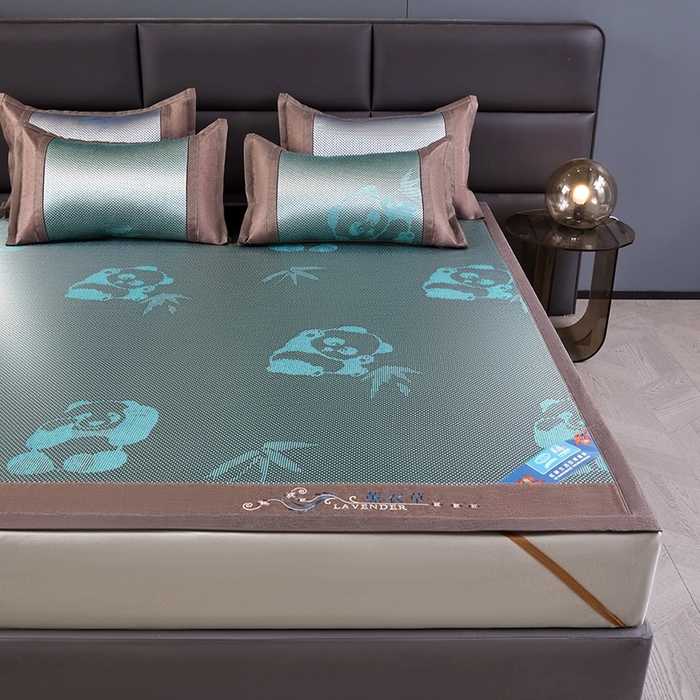 91家纺网 家纺一手货源 找家纺 苏迪网销供货 藤席-凉席 -2026新款凉席冰藤席冰丝席凉感空调席艾草藤席-冰藤席 冰藤熊猫-绿色