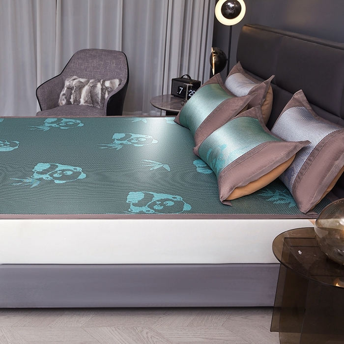 91家纺网 家纺一手货源 找家纺 苏迪网销供货 藤席-凉席 -2026新款凉席冰藤席冰丝席凉感空调席艾草藤席-冰藤席 冰藤熊猫-绿色