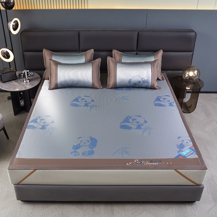 91家纺网 家纺一手货源 找家纺 苏迪网销供货 藤席-凉席 -2026新款凉席冰藤席冰丝席凉感空调席艾草藤席-冰藤席 冰藤熊猫-蓝色