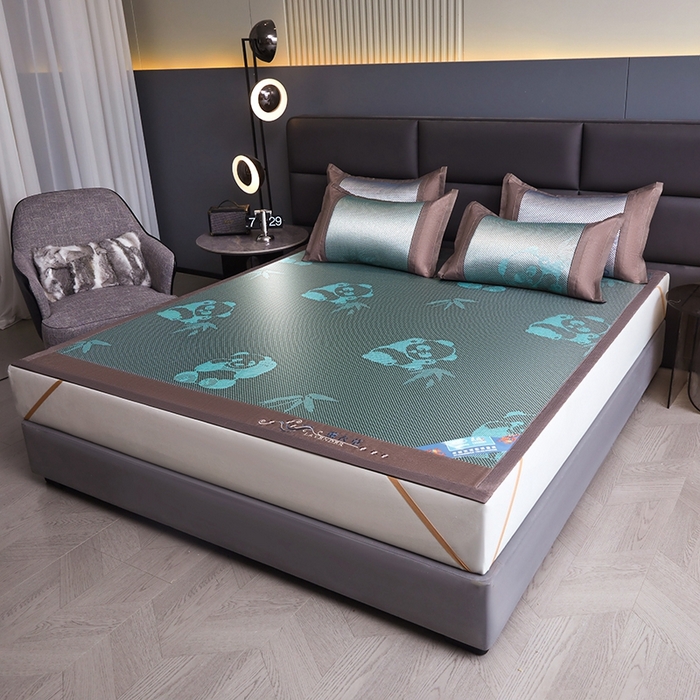 91家纺网 家纺一手货源 找家纺 苏迪网销供货 藤席-凉席 -2026新款凉席冰藤席冰丝席凉感空调席艾草藤席-冰藤席 冰藤熊猫-绿色