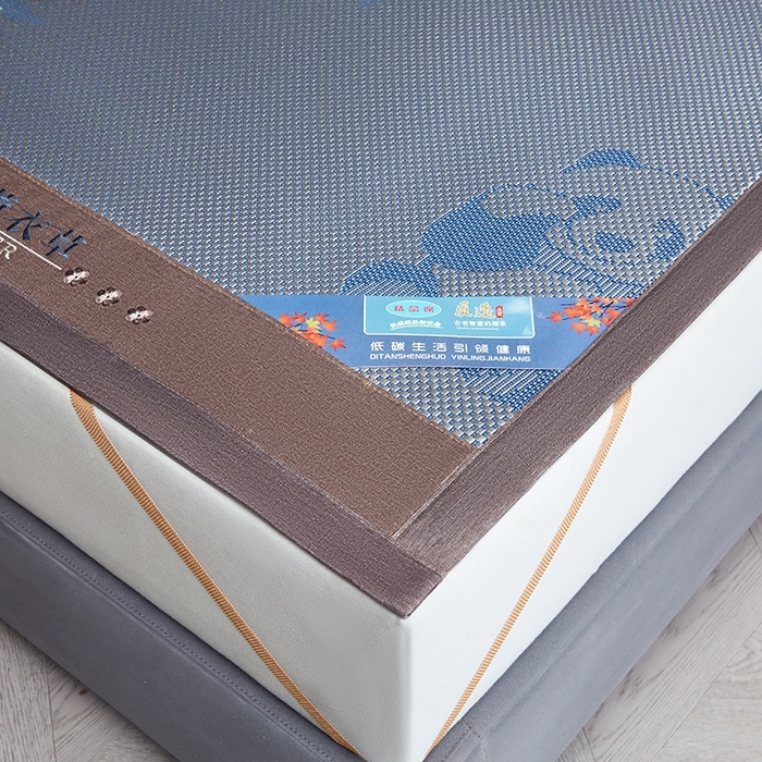 91家纺网 家纺一手货源 找家纺 苏迪网销供货 藤席-凉席 -2026新款凉席冰藤席冰丝席凉感空调席艾草藤席-冰藤席 冰藤熊猫-蓝色