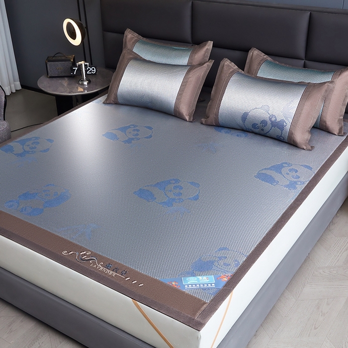 91家纺网 家纺一手货源 找家纺 苏迪网销供货 藤席-凉席 -2026新款凉席冰藤席冰丝席凉感空调席艾草藤席-冰藤席 冰藤熊猫-蓝色