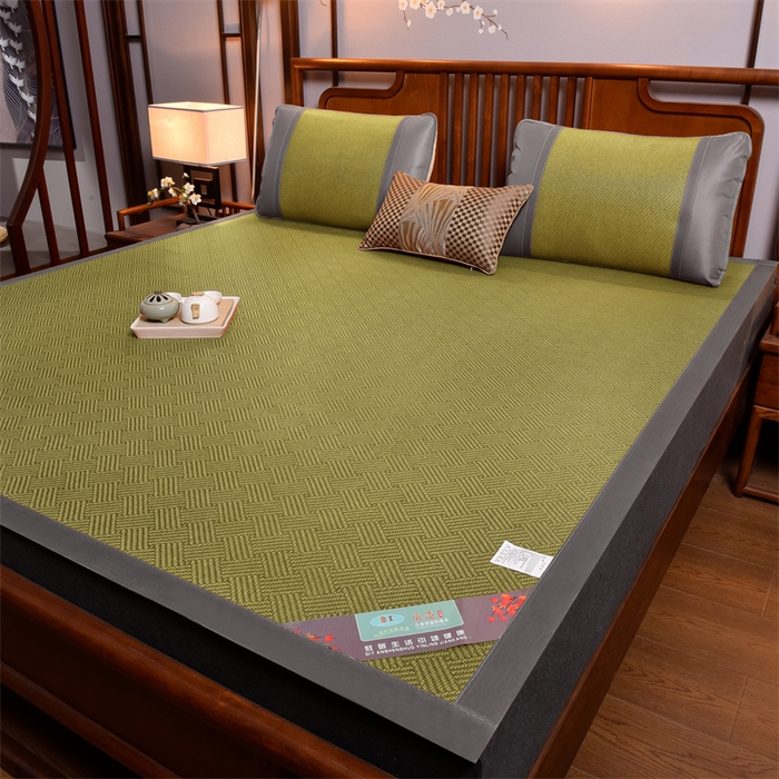 苏迪网销供货 藤席-凉席 -2026新款新款凉席冰藤席冰丝席凉感空调席艾草藤席-天然藤席 天然藤席 饼干花-绿