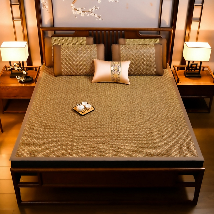 91家纺网 家纺一手货源 找家纺 苏迪网销供货 藤席-凉席 -2026新款新款凉席冰藤席冰丝席凉感空调席艾草藤席-天然藤席 天然藤席 饼干花-白棕