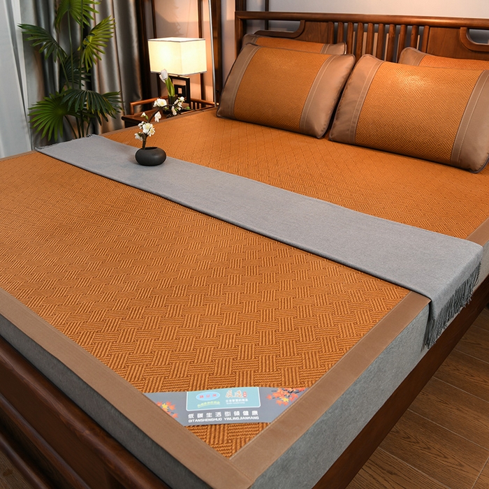 91家纺网 家纺一手货源 找家纺 苏迪网销供货 藤席-凉席 -2026新款新款凉席冰藤席冰丝席凉感空调席艾草藤席-天然藤席 天然藤席--饼干花-红棕