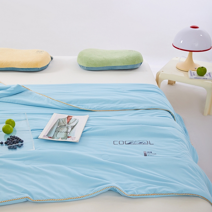 91家纺网 家纺一手货源 找家纺 VIP被业 2026新款云母凉感丝A类夏被夏凉被空调被 蓝色