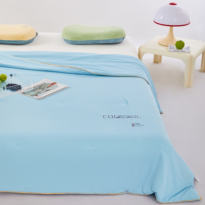 91家纺网 家纺一手货源 找家纺 VIP被业 2026新款云母凉感丝A类夏被夏凉被空调被 蓝色