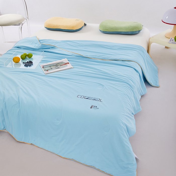 91家纺网 家纺一手货源 找家纺 VIP被业 2026新款云母凉感丝A类夏被夏凉被空调被 蓝色