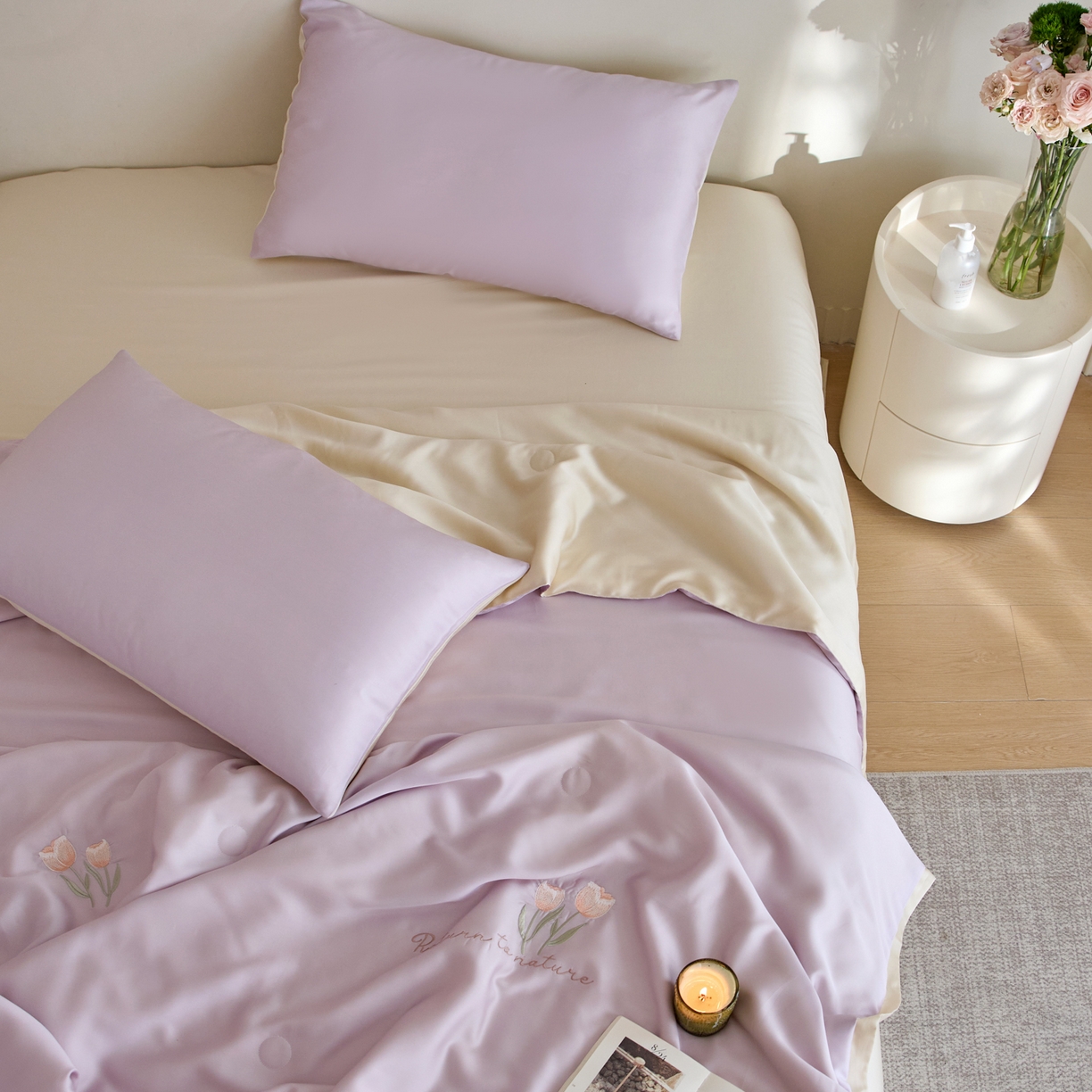 91家纺网 家纺一手货源 找家纺 （总）纪梵茜 2026新款迷迭香李官奇大豆被兰精天丝夏被四件套莱赛尔绣花夏凉被凉感空调被