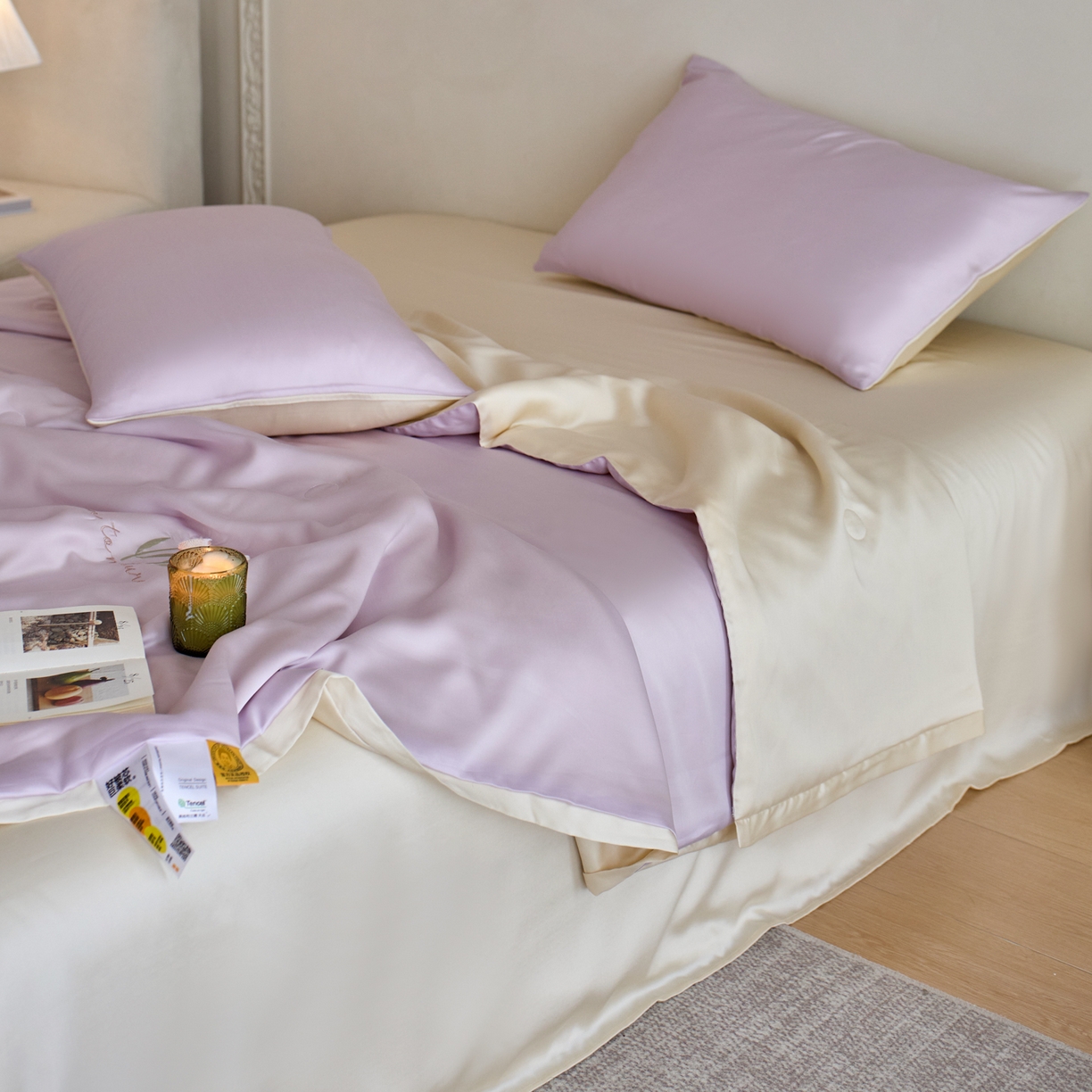 91家纺网 家纺一手货源 找家纺 纪梵茜 2026新款迷迭香李官奇大豆被兰精天丝夏被四件套莱赛尔绣花夏凉被凉感空调被 迷迭香-丁香紫