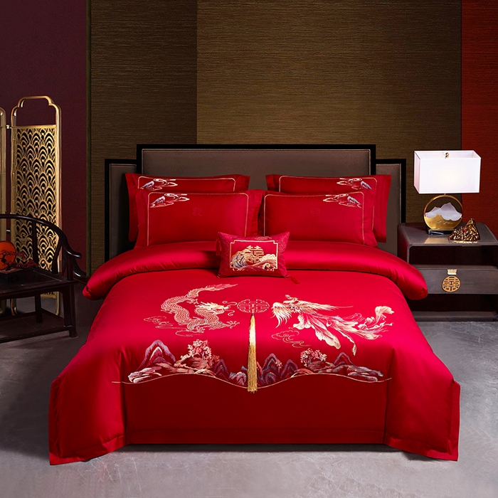 91家纺网 家纺一手货源 找家纺 （总）晶缦家纺 2026新款喷气全棉13376纯棉刺绣花婚庆四件套