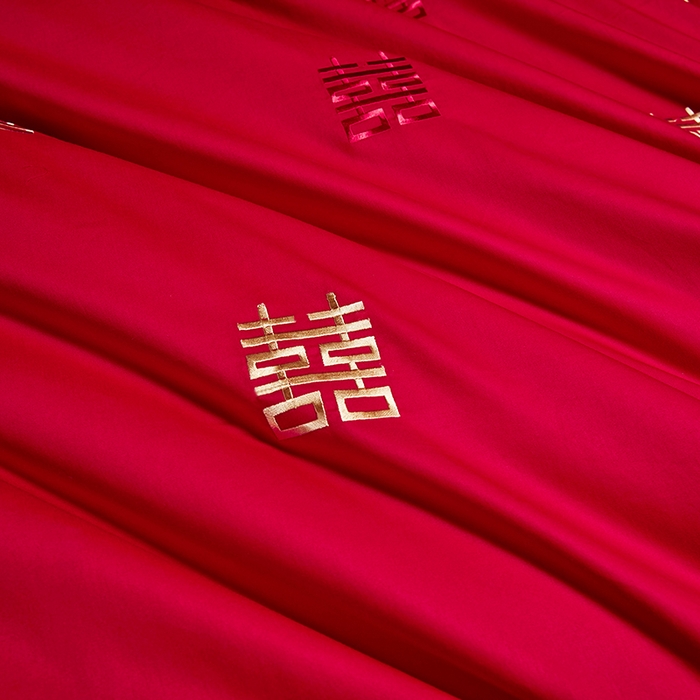 91家纺网 家纺一手货源 找家纺 晶缦家纺 2026新款喷气全棉13376纯棉刺绣花婚庆四件套 吾家有喜