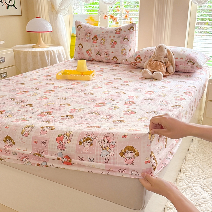 91家纺网 家纺一手货源 找家纺 （总）九诺家纺 2026春夏新款丝柔棉小清新单床笠床罩保护套床笠单件床笠三件套