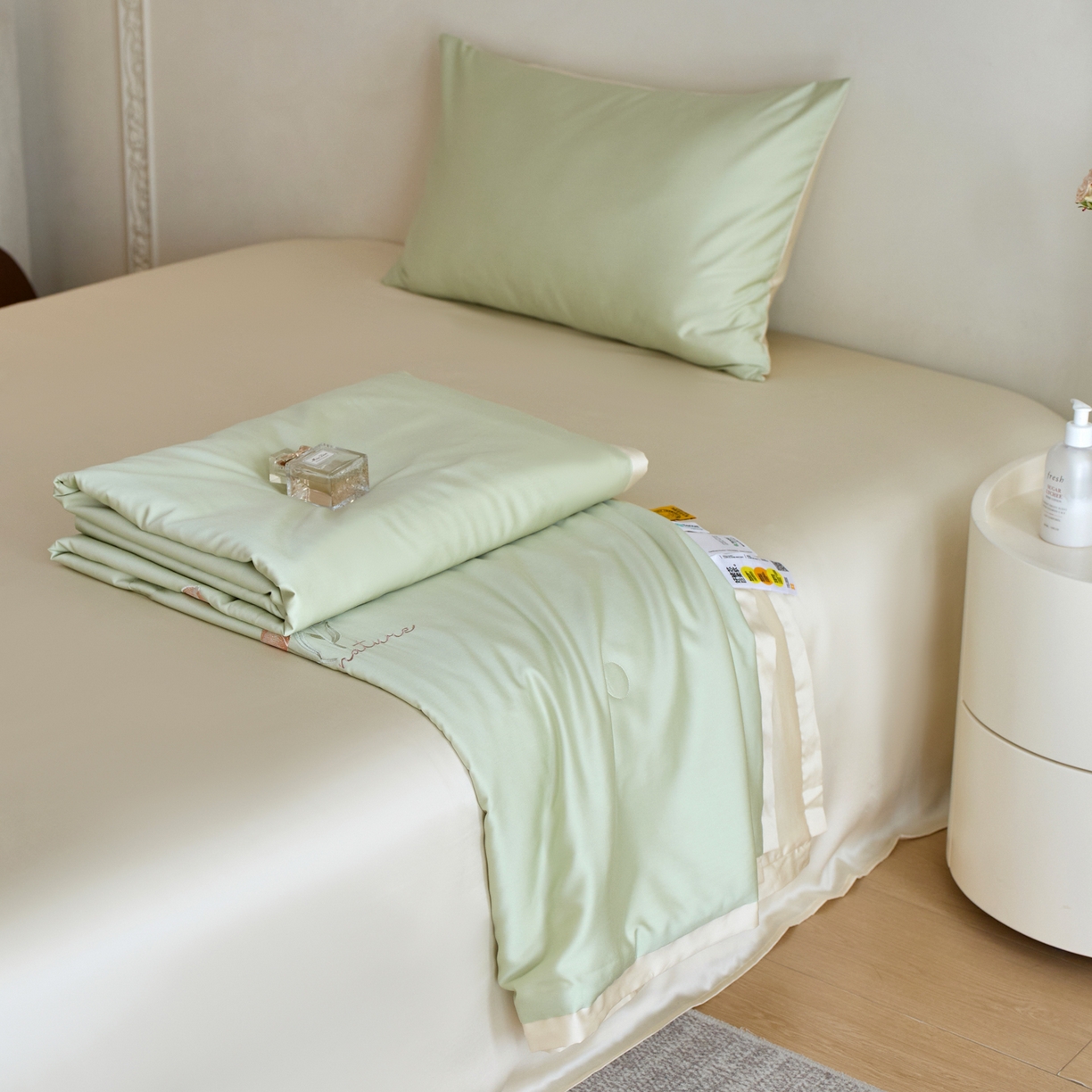 A+爱家（纪梵茜） 2026新款迷迭香李官奇大豆被兰精天丝夏被四件套莱赛尔绣花夏凉被凉感空调被 迷迭香-果绿