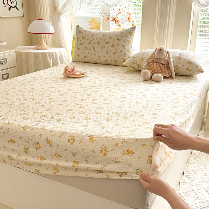 91家纺网 家纺一手货源 找家纺 （总）九诺家纺 2026春夏新款丝柔棉小清新单床笠床罩保护套床笠单件床笠三件套