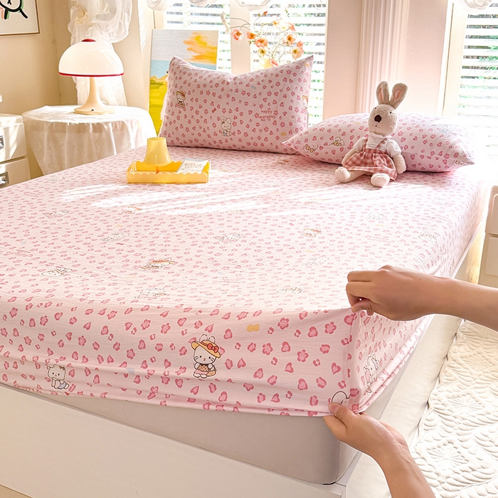 91家纺网 家纺一手货源 找家纺 （总）九诺家纺 2026春夏新款丝柔棉小清新单床笠床罩保护套床笠单件床笠三件套