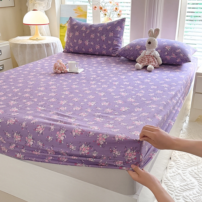 91家纺网 家纺一手货源 找家纺 （总）九诺家纺 2026春夏新款丝柔棉小清新单床笠床罩保护套床笠单件床笠三件套