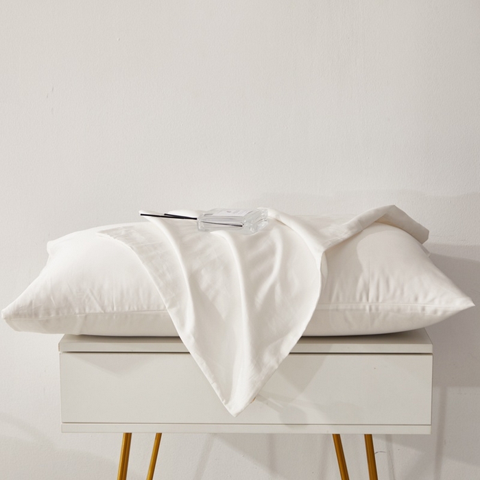 91家纺网 家纺一手货源 找家纺 晶缦家纺 2026新款全棉A类纯棉60支贡缎长绒棉纯色单枕套单品枕套枕套单件 琳琅-本白色