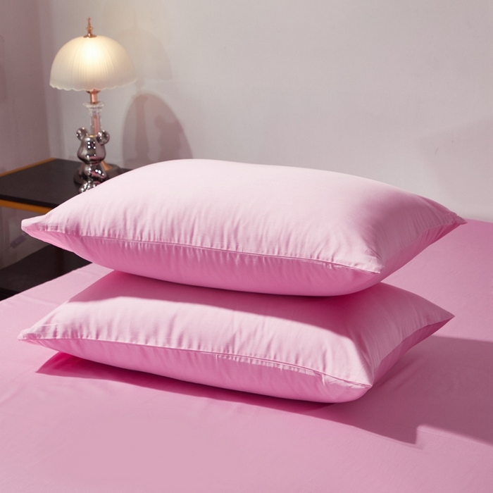 91家纺网 家纺一手货源 找家纺 晶缦家纺 2026新款全棉A类纯棉60支贡缎长绒棉纯色单枕套单品枕套枕套单件 琳琅-粉红色