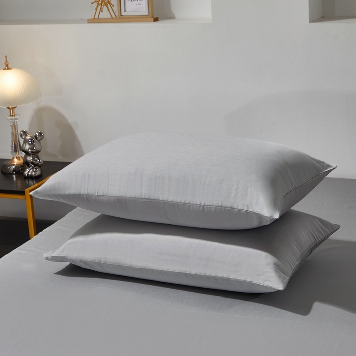 91家纺网 家纺一手货源 找家纺 晶缦家纺 2026新款全棉A类纯棉60支贡缎长绒棉纯色单枕套单品枕套枕套单件 琳琅-奥丁灰