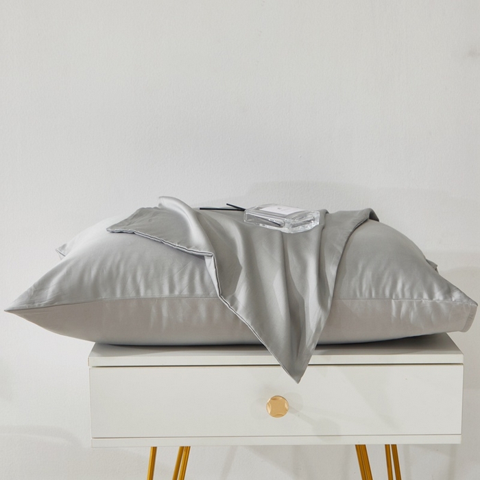 91家纺网 家纺一手货源 找家纺 晶缦家纺 2026新款全棉A类纯棉60支贡缎长绒棉纯色单枕套单品枕套枕套单件 琳琅-奥丁灰