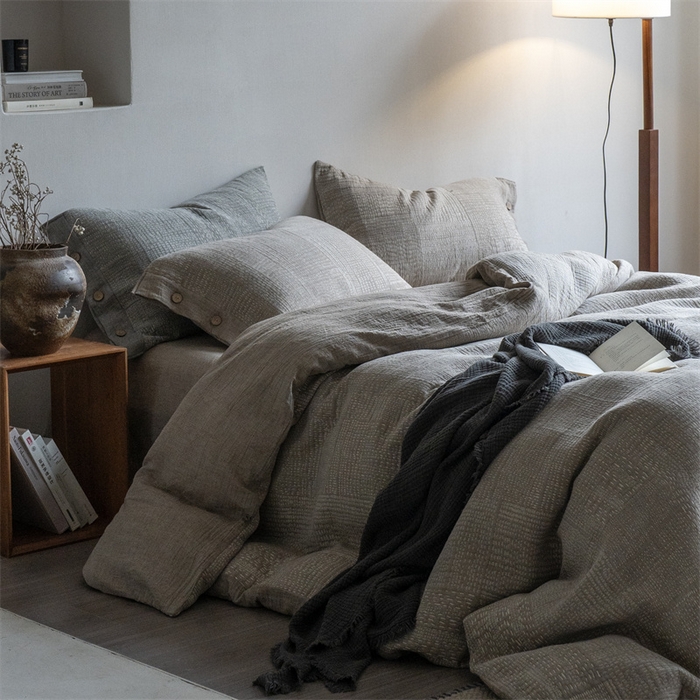 91家纺网 家纺一手货源 找家纺 （总）璞素2026新款全棉色织三层纱四件套-银河