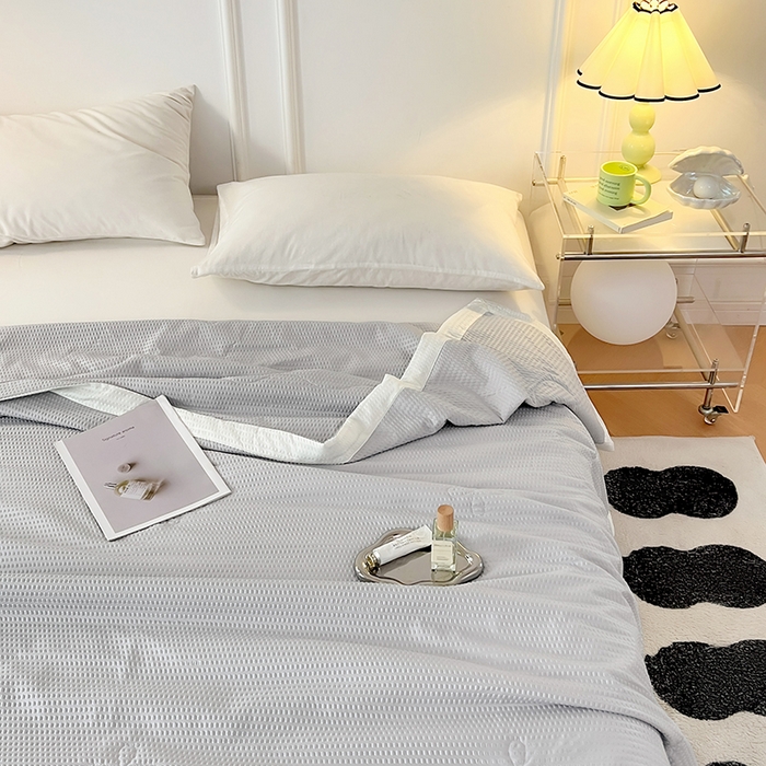 91家纺网 家纺一手货源 找家纺 VIP被业 2026新款原棉水洗大豆夏被空调被夏凉被 灰色