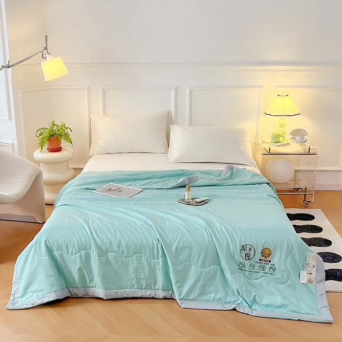 91家纺网 家纺一手货源 找家纺 VIP被业 2026新款原棉水洗大豆夏被空调被夏凉被 蓝色