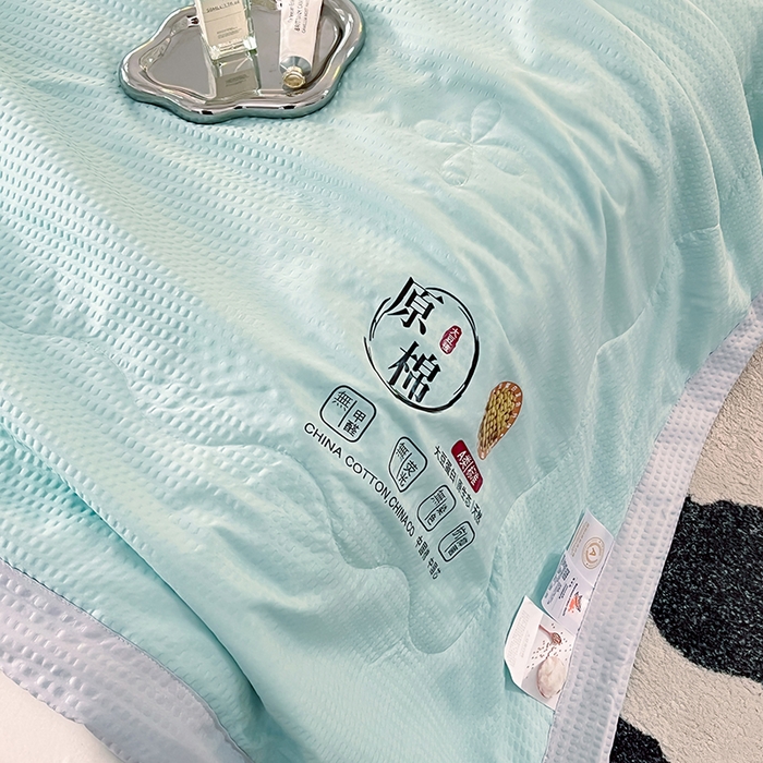 91家纺网 家纺一手货源 找家纺 VIP被业 2026新款原棉水洗大豆夏被空调被夏凉被 蓝色