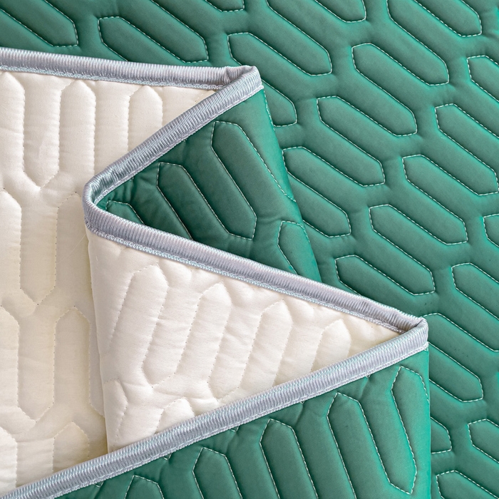 91家纺网 家纺一手货源 找家纺 优雅星家纺 2026新款凉感丝乳胶凉席纯色系列 墨绿