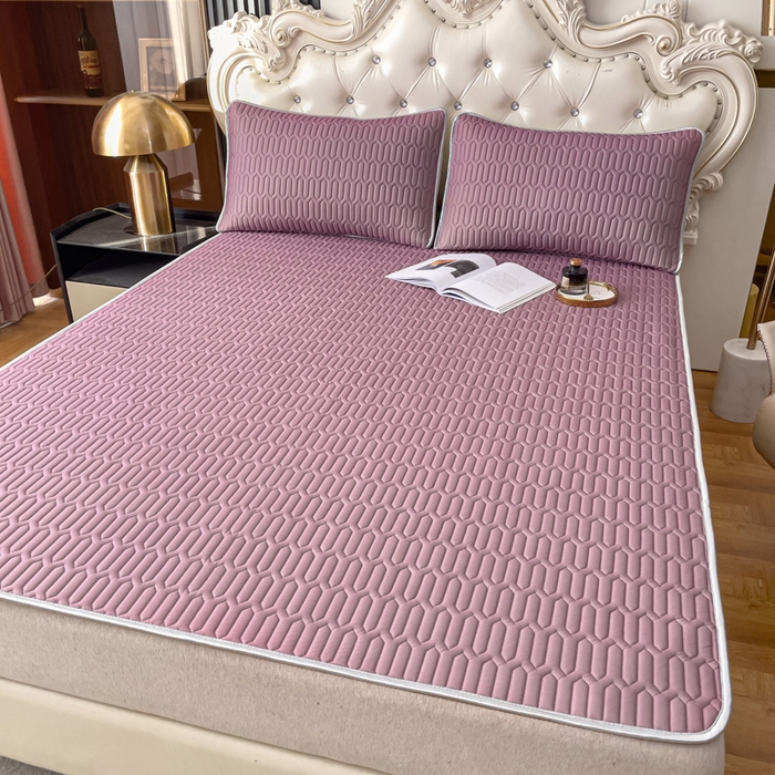 91家纺网 家纺一手货源 找家纺 优雅星家纺 2026新款凉感丝乳胶凉席纯色系列 轻奢紫