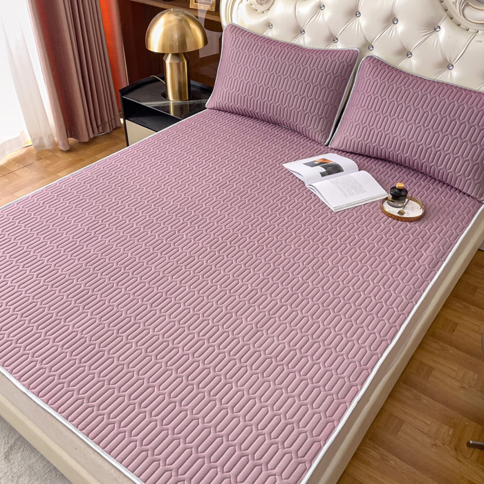 91家纺网 家纺一手货源 找家纺 优雅星家纺 2026新款凉感丝乳胶凉席纯色系列 轻奢紫