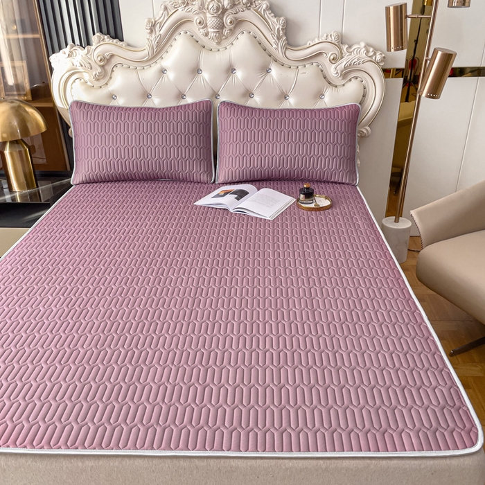 91家纺网 家纺一手货源 找家纺 优雅星家纺 2026新款凉感丝乳胶凉席纯色系列 轻奢紫