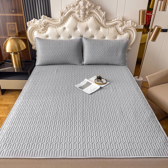 91家纺网 家纺一手货源 找家纺 优雅星家纺 2026新款凉感丝乳胶凉席纯色系列 高级灰