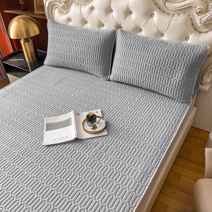 91家纺网 家纺一手货源 找家纺 优雅星家纺 2026新款凉感丝乳胶凉席纯色系列 高级灰