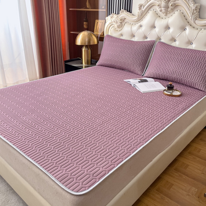 91家纺网 家纺一手货源 找家纺 优雅星家纺 2026新款凉感丝乳胶凉席纯色系列 轻奢紫