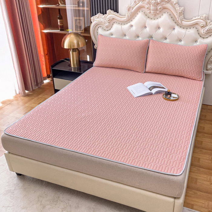 优雅星家纺 2026新款凉感丝乳胶凉席纯色系列 藕粉