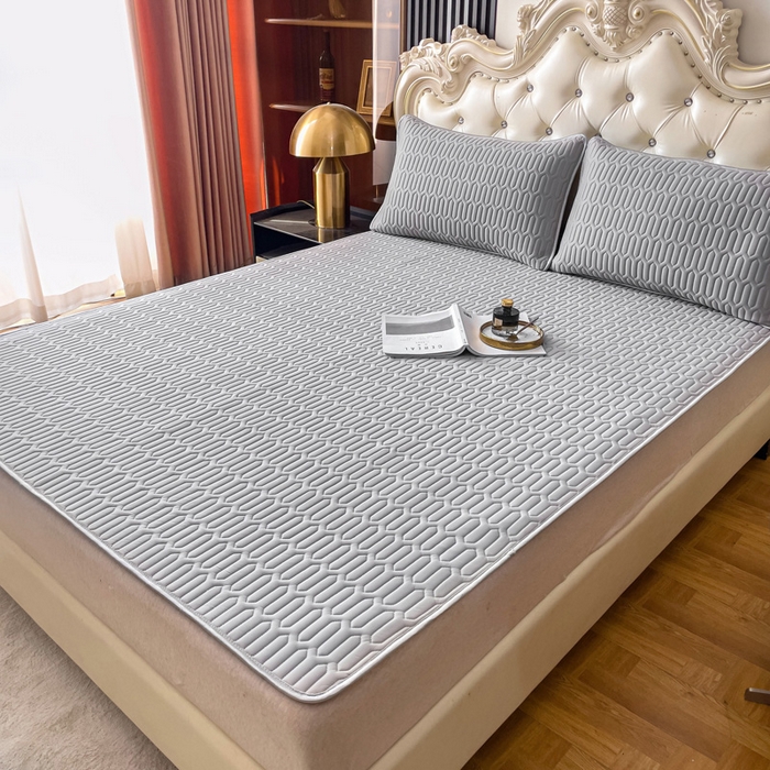 91家纺网 家纺一手货源 找家纺 优雅星家纺 2026新款凉感丝乳胶凉席纯色系列 高级灰