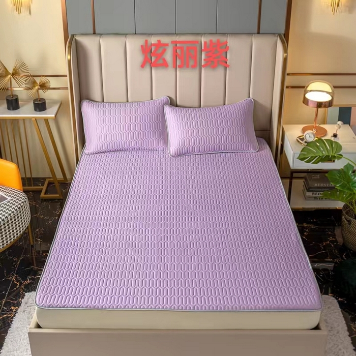 优雅星家纺 2026新款凉感丝乳胶凉席纯色系列 炫丽紫