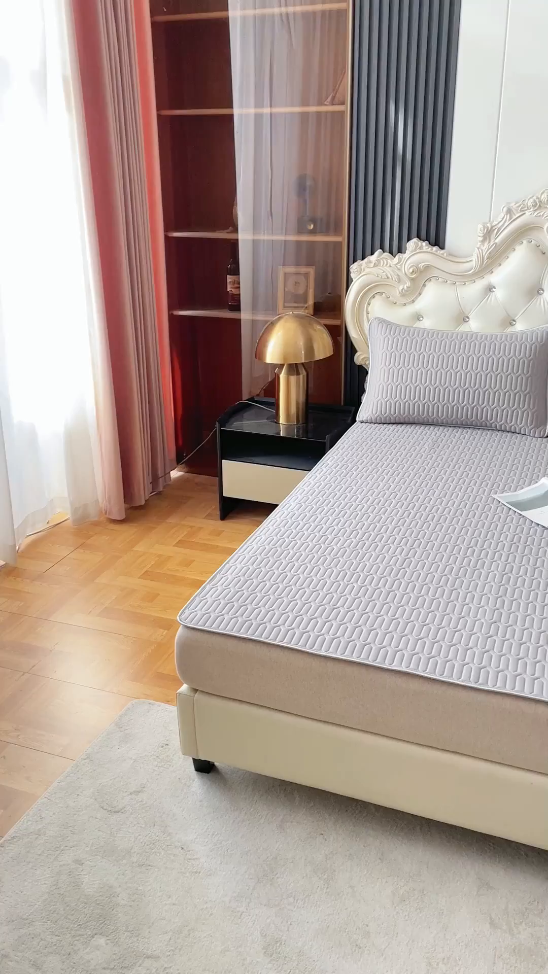 91家纺网 家纺一手货源 找家纺 优雅星家纺 2026新款凉感丝乳胶凉席纯色系列 高级灰