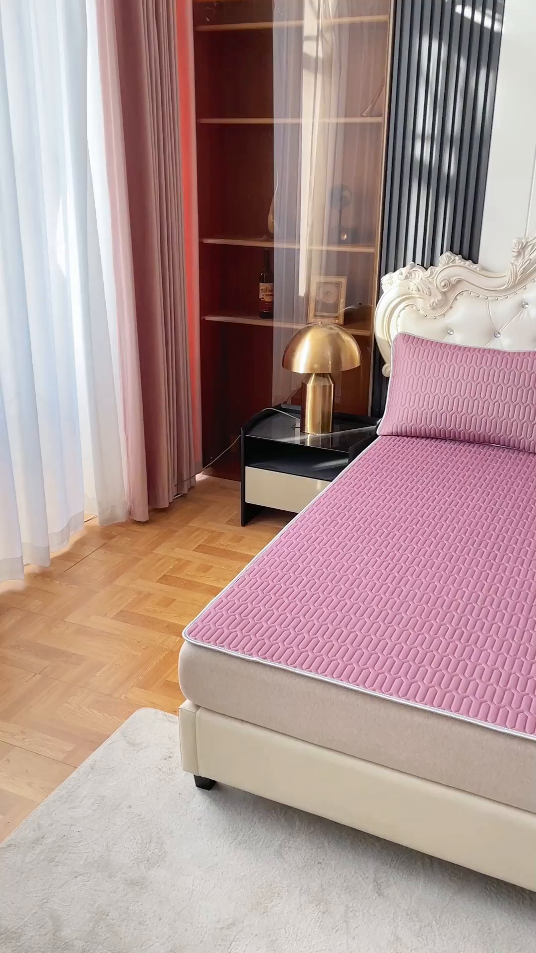 91家纺网 家纺一手货源 找家纺 优雅星家纺 2026新款凉感丝乳胶凉席纯色系列 轻奢紫