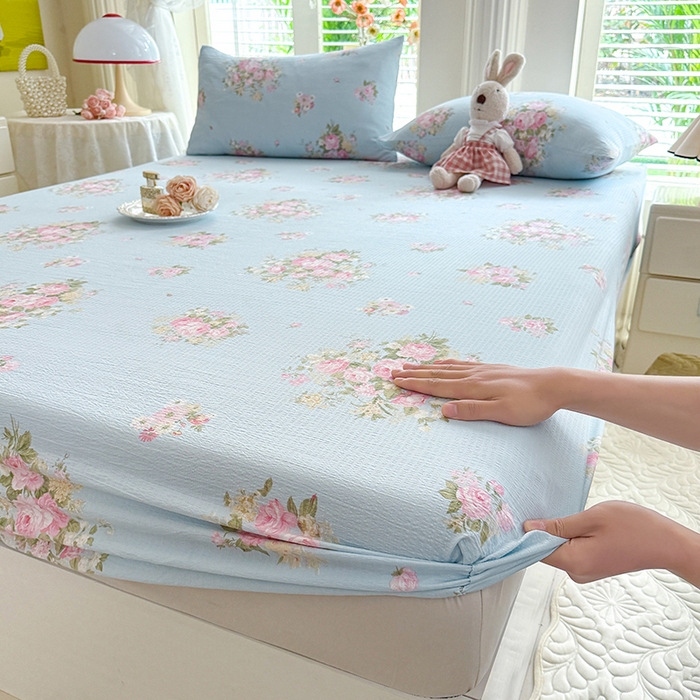 91家纺网 家纺一手货源 找家纺 （总）九诺家纺 2026春夏新款丝柔棉小清新单床笠床罩保护套床笠单件床笠三件套