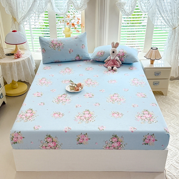 91家纺网 家纺一手货源 找家纺 （总）九诺家纺 2026春夏新款丝柔棉小清新单床笠床罩保护套床笠单件床笠三件套