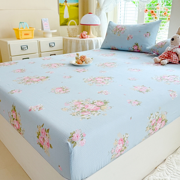 91家纺网 家纺一手货源 找家纺 （总）九诺家纺 2026春夏新款丝柔棉小清新单床笠床罩保护套床笠单件床笠三件套