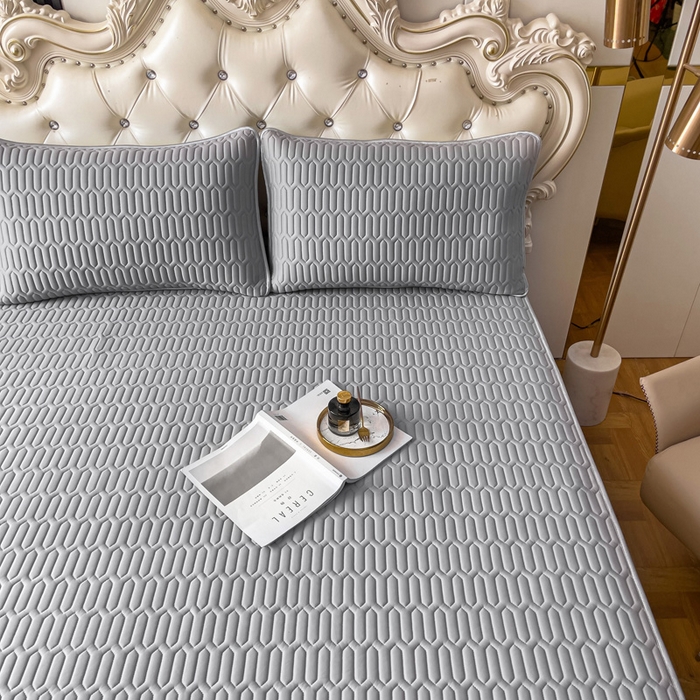 91家纺网 家纺一手货源 找家纺 优雅星家纺 2026新款凉感丝乳胶凉席纯色系列 高级灰