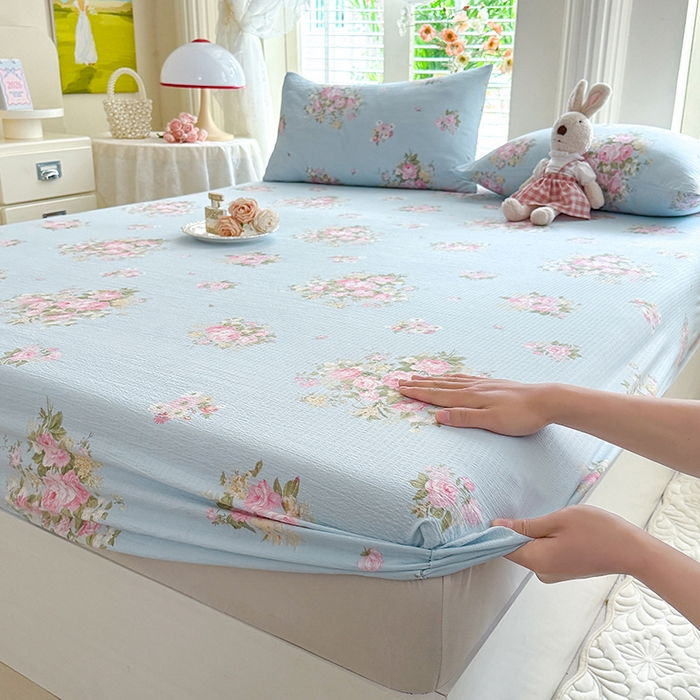 91家纺网 家纺一手货源 找家纺 （总）九诺家纺 2026春夏新款丝柔棉小清新单床笠床罩保护套床笠单件床笠三件套