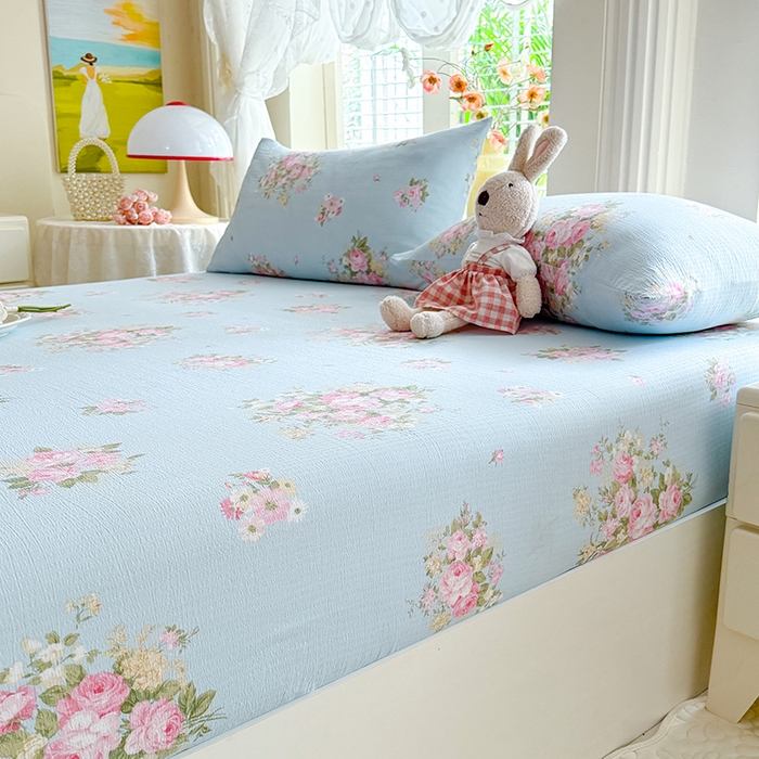 91家纺网 家纺一手货源 找家纺 （总）九诺家纺 2026春夏新款丝柔棉小清新单床笠床罩保护套床笠单件床笠三件套