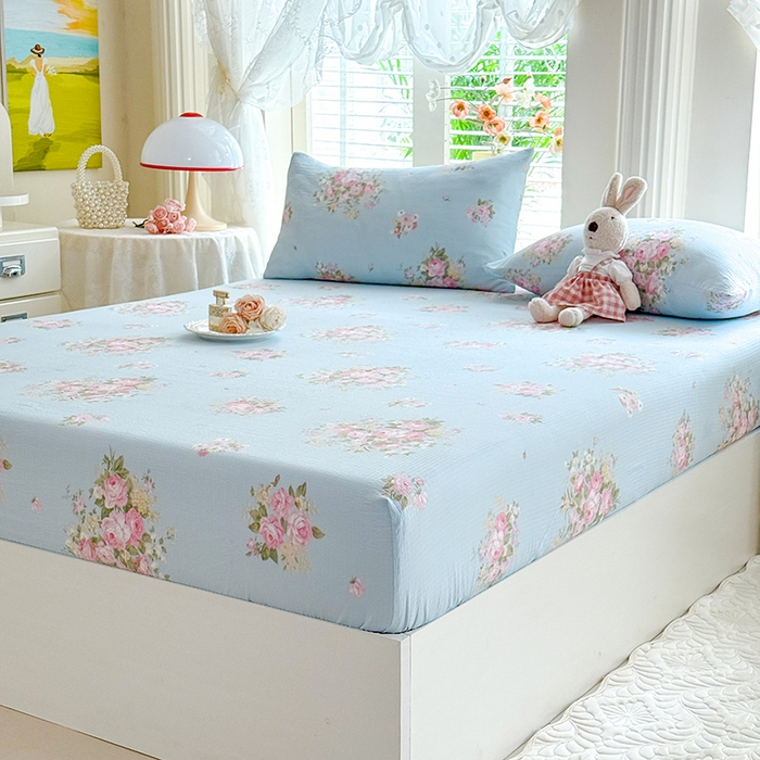 91家纺网 家纺一手货源 找家纺 （总）九诺家纺 2026春夏新款丝柔棉小清新单床笠床罩保护套床笠单件床笠三件套