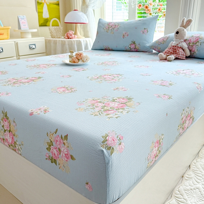 91家纺网 家纺一手货源 找家纺 （总）九诺家纺 2026春夏新款丝柔棉小清新单床笠床罩保护套床笠单件床笠三件套