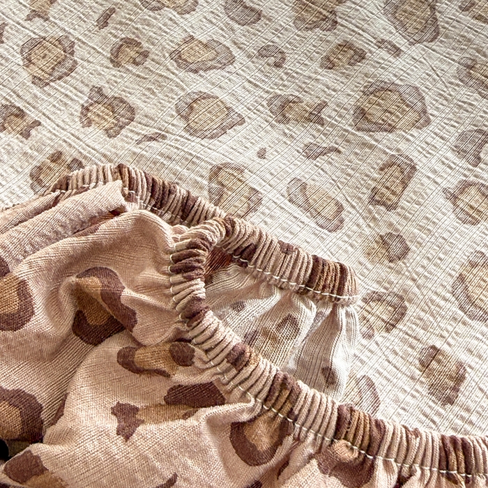 91家纺网 家纺一手货源 找家纺 九诺家纺 2026春夏新款丝柔棉小清新单床笠床罩保护套床笠单件床笠三件套 豹纹KT